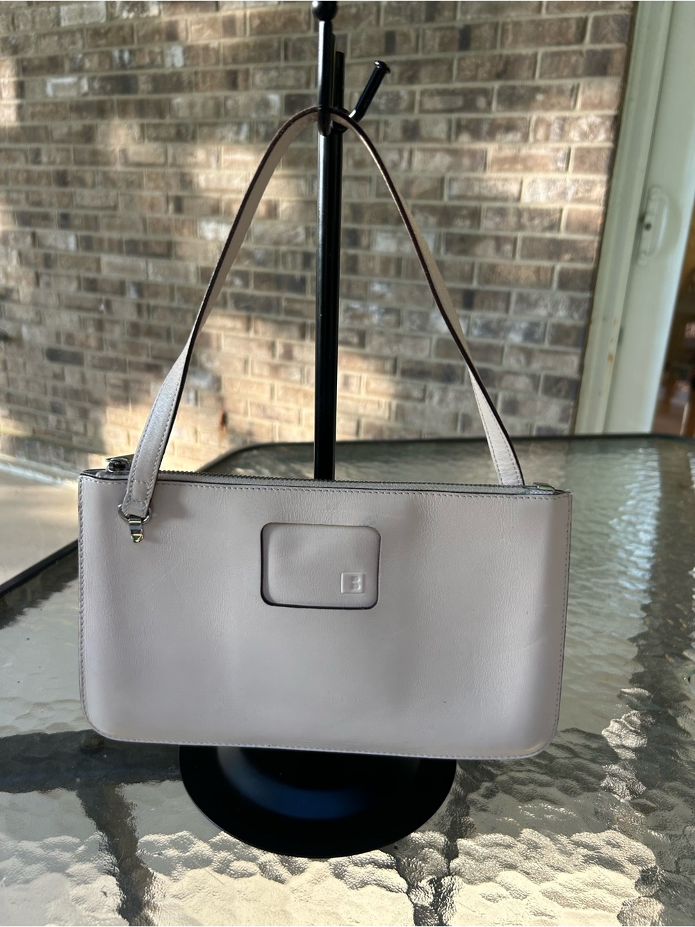 Vintage Bally Beige Leather Top Handle Shoulder Bag Minimalist Logo - Picture 3 of 9